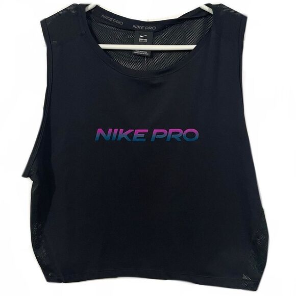 NWT Nike Pro Plus Size Mesh Muscle Crop Tank Top - Picture 1 of 7